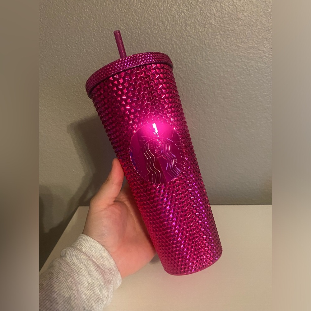 Starbucks Holiday Metallic Pink Diamond Studded Venti Tumbler 24 oz.